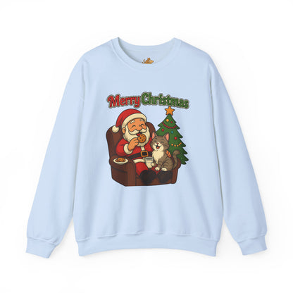 Merry Christmas Santa with Cat Crewneck