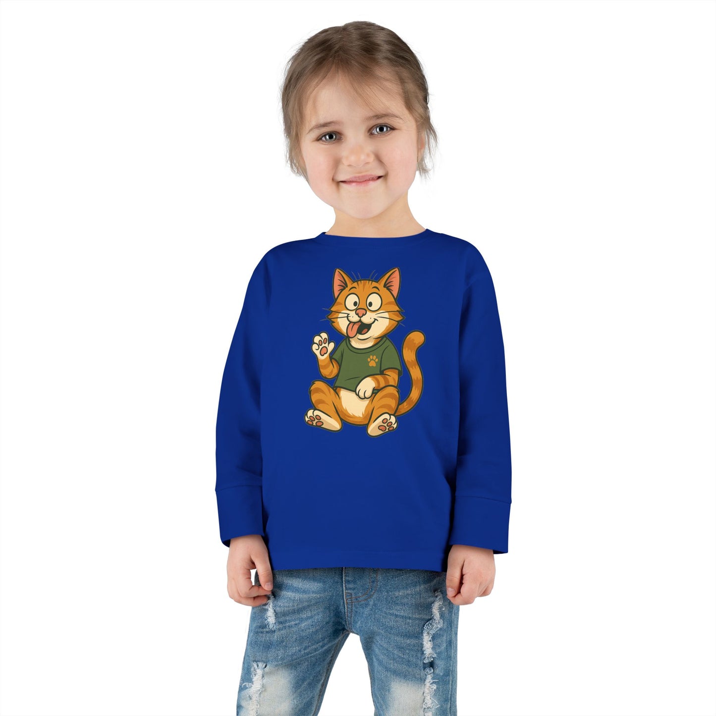Goofy Cat Toddler Long Sleeve Tee
