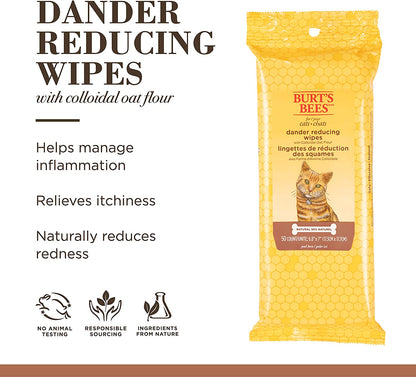 Cat Naturally Derived Dander Reducing Wipes - Kitten and Cat Wipes for Grooming - Cruelty Free, Formulated without Sulfates and Parabens, Made in the USA, 50 Count - 3 Pack