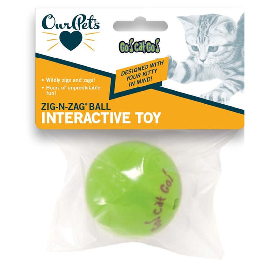 OurPets Zig-n-Zag Ball Cat Toy Green 1ea