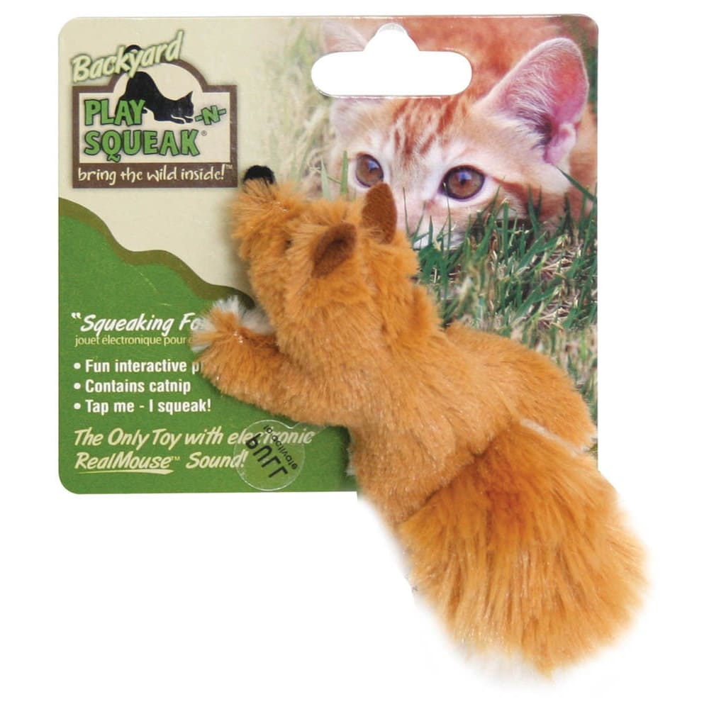 OurPets Play-N-Squeak Backyard Fox Catnip Toy Brown 1ea/One Size