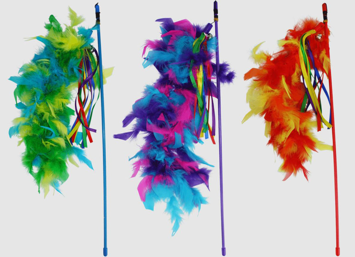 Multipet Cat Teaser Danglers with Feathers   20 inch