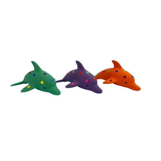 Multipet Pet Envy Waylon The Dolphin Latex Dog Toys Assorted 8.5 Inch Default Title