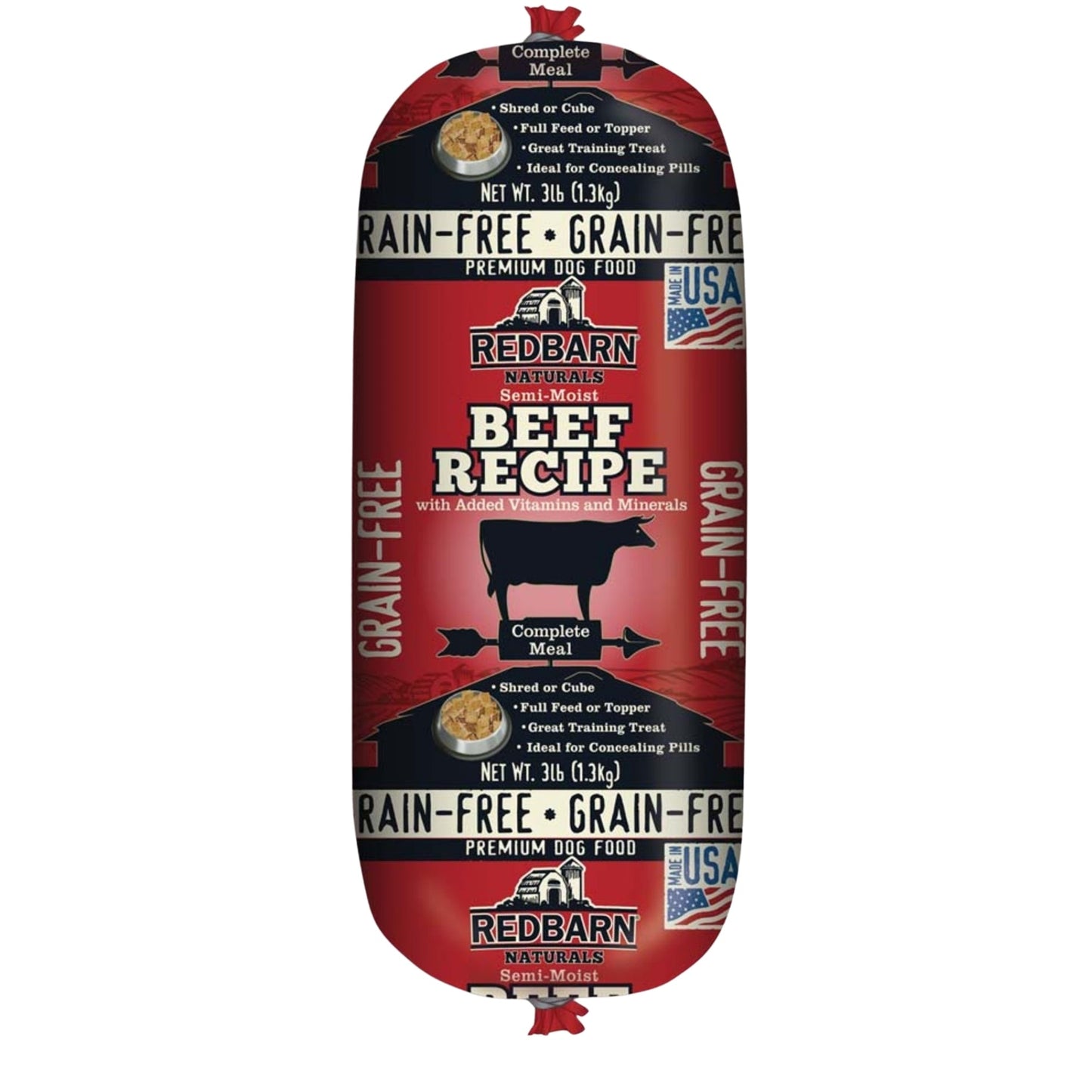 Redbarn Pet Products Grain Free Dog Food Roll Beef 3lb