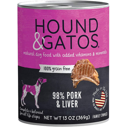 Hound And Gatos Dog Grain Free Pork And Liver 13oz. (Case of 12)