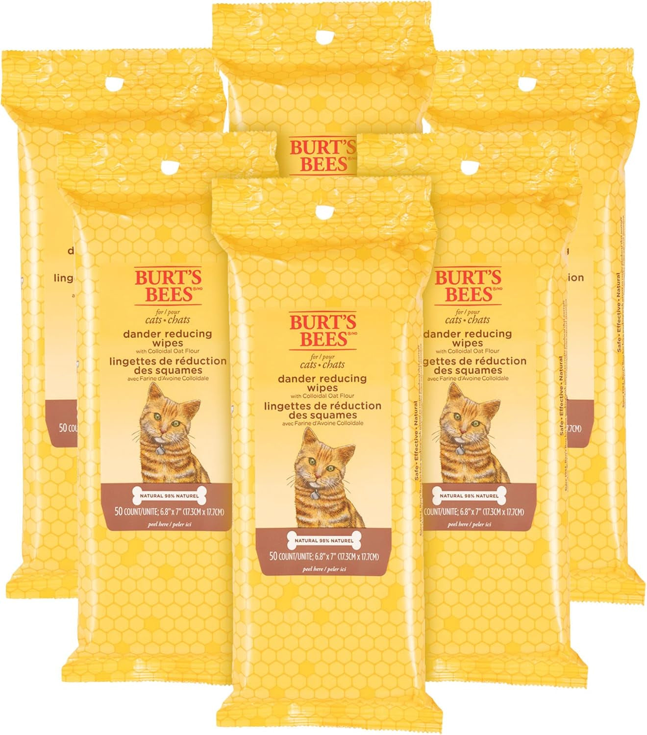 Cat Naturally Derived Dander Reducing Wipes - Kitten and Cat Wipes for Grooming - Cruelty Free, Formulated without Sulfates and Parabens, Made in the USA, 50 Count - 3 Pack