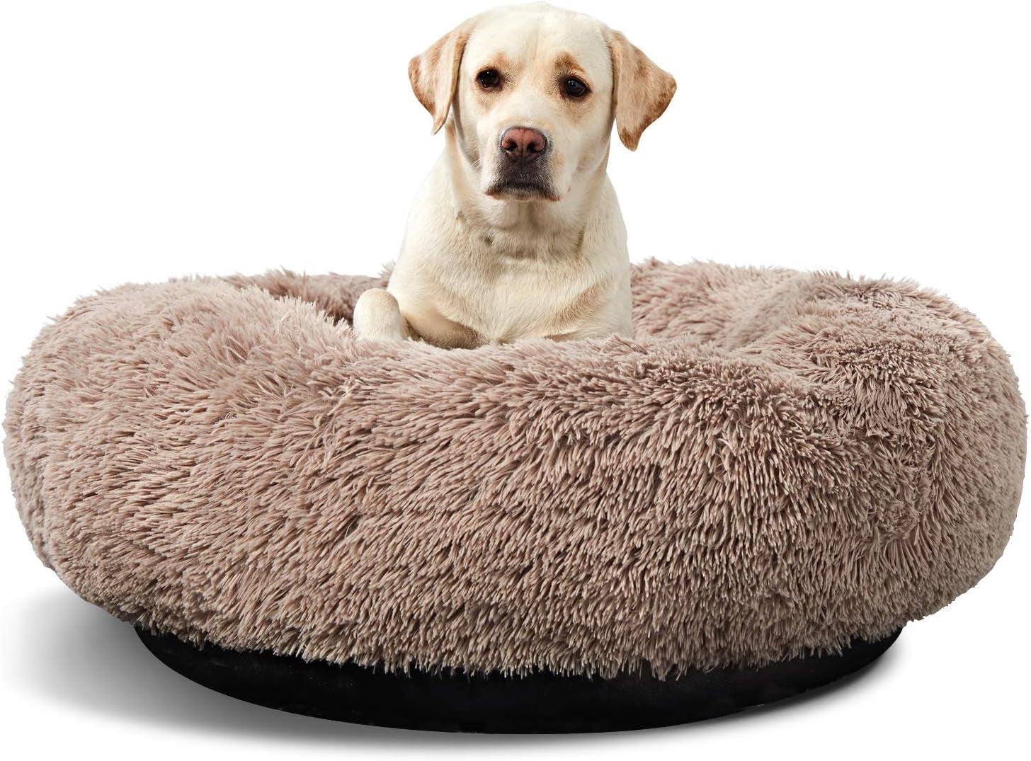 Washable round Bed for Large Dogs, Donut-Shaped Calming Cuddler for Medium Dogs, Comfy