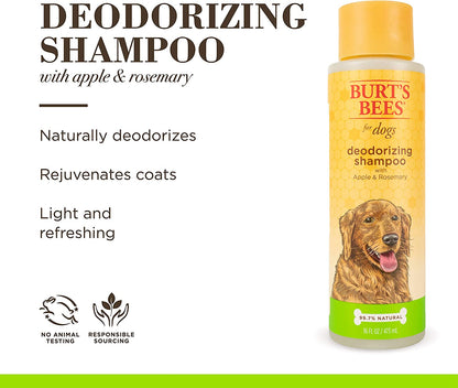 Naturally Derived Deodorizing Dog Shampoo with Apple & Rosemary - Dog Shampoo for Odors - Cruelty Free, Formulated without Sulfates and Parabens, Made in USA, 16 Oz - 2 Pack