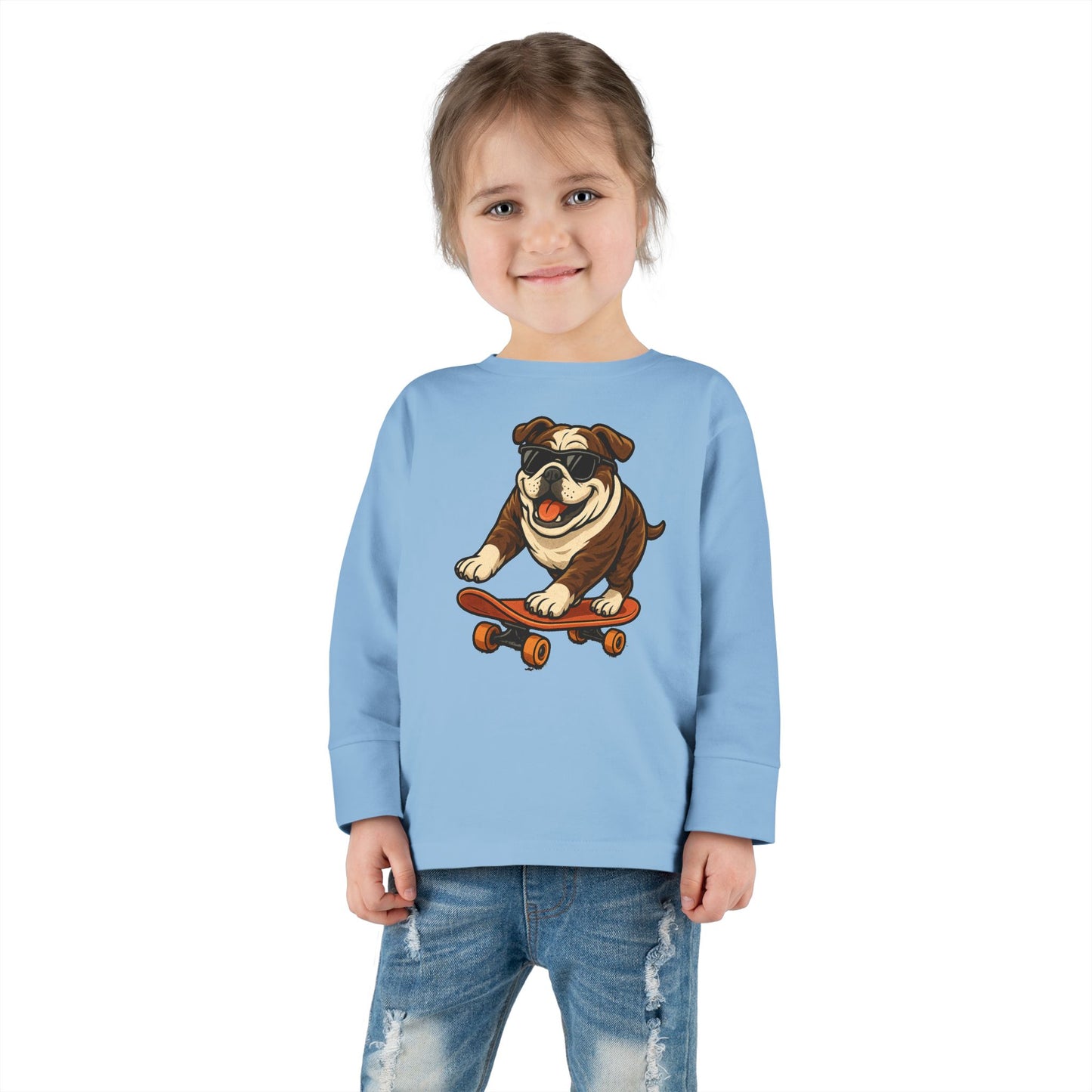 Skateboarding Dog Toddler Long Sleeve Tee