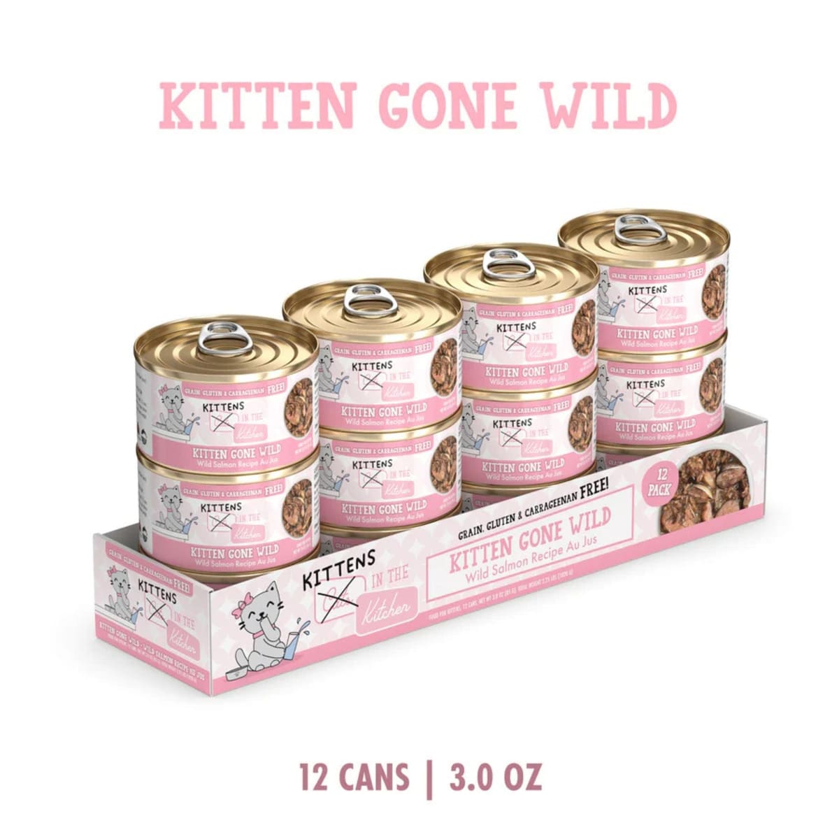 Cats In The Kitchen Cat Grain Free Kitten Gone Wild Salmon Recipe 3oz. (Case of 12)