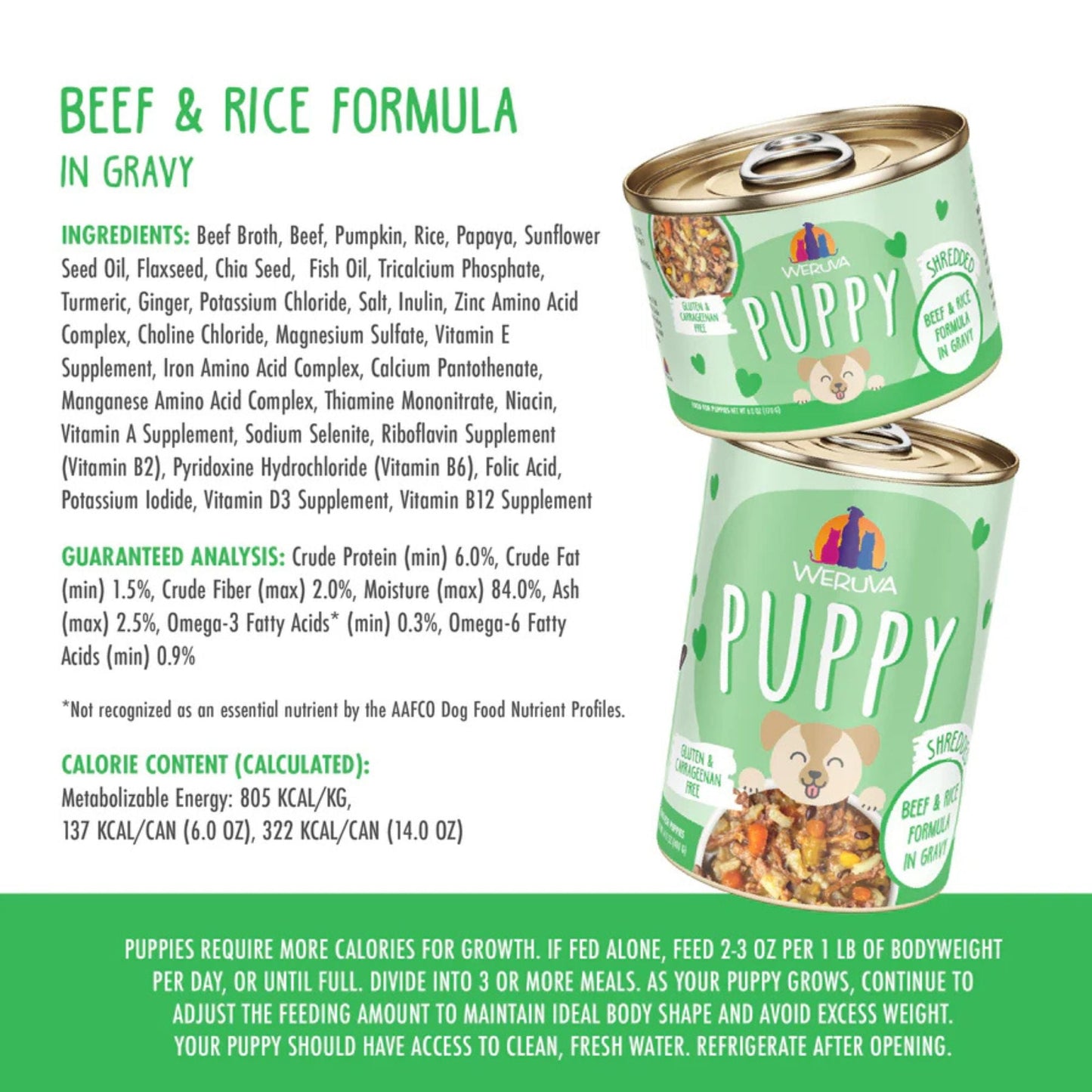 Weruva Dog Puppy Beef & Rice Formula 14oz. - (Case of 10)