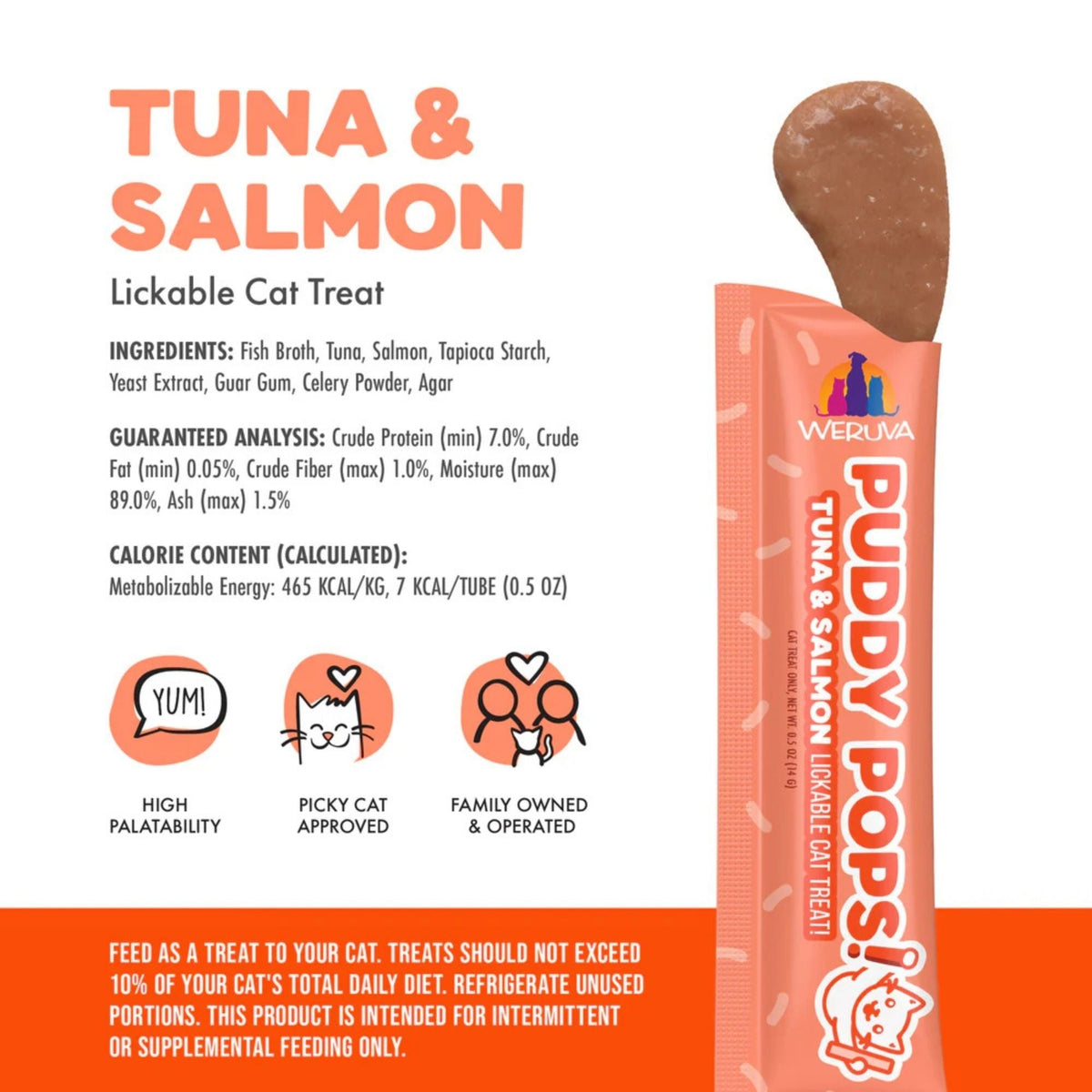 Weruva Cat Puddy Pops Lickable Treat Tuna & Salmon - (Pack of 5)