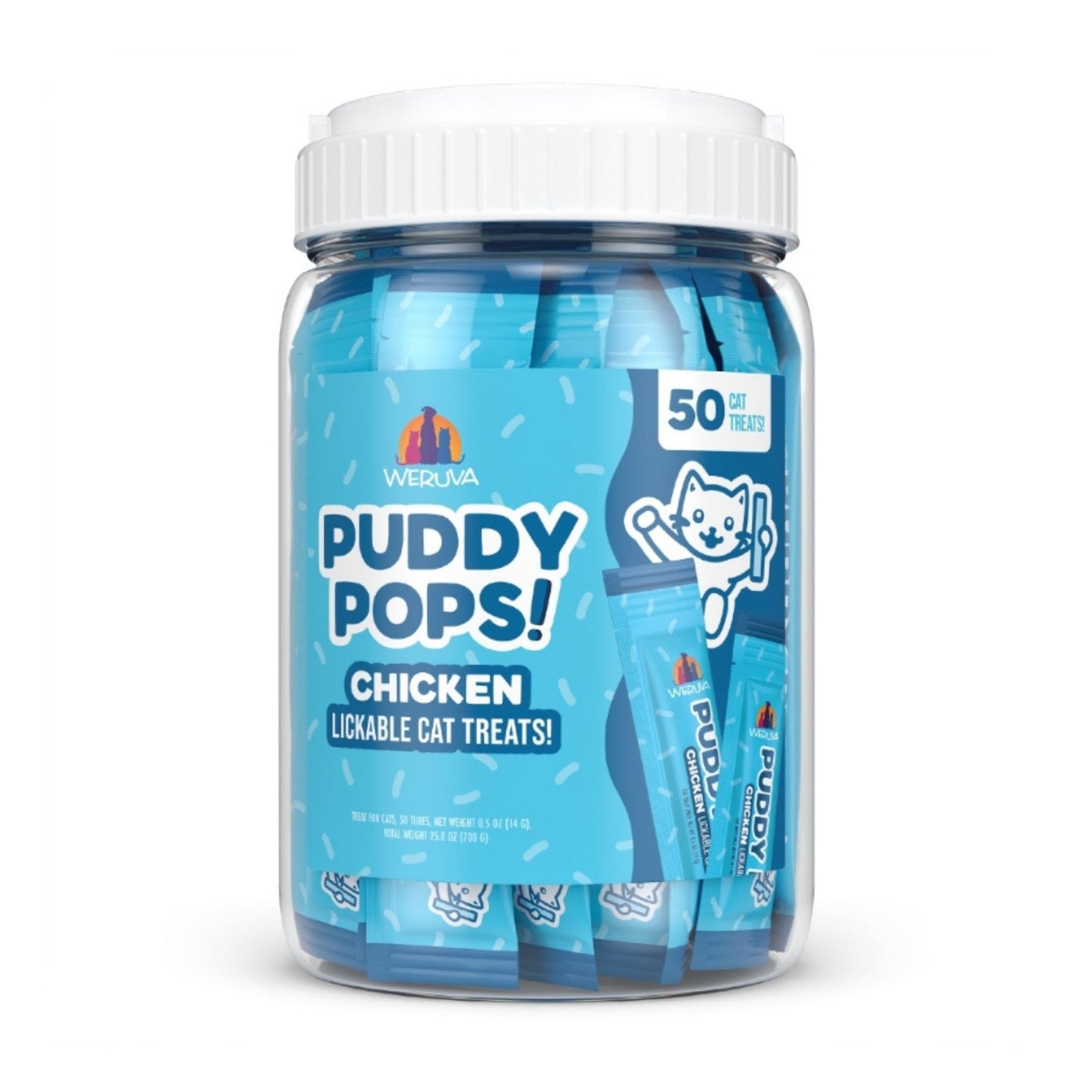 Weruva Cat Puddy Pops Chicken Lickable Cat Treats 0.5oz. - 50 Count