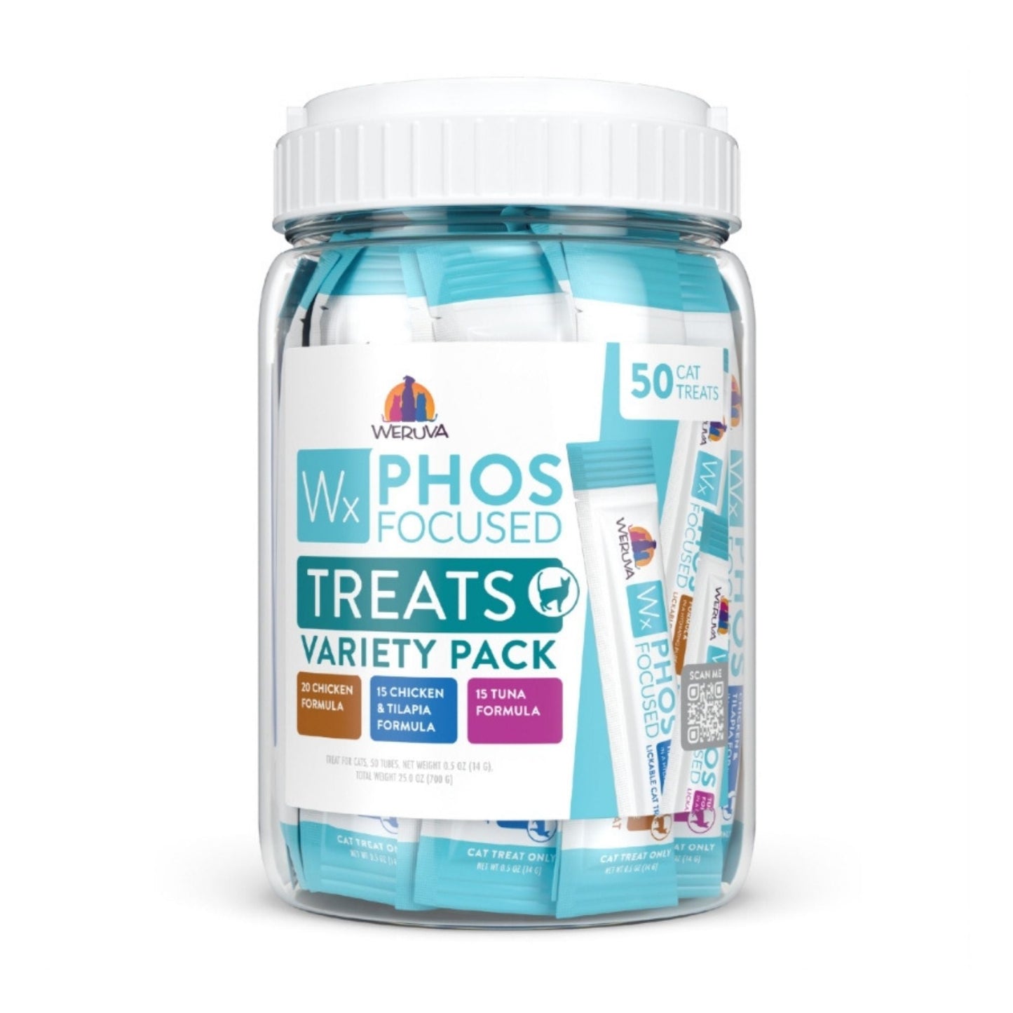 Weruva Cat Wx Phos Focused Lickable Cat Treat 0.5oz. Variety Pack - 50 Count