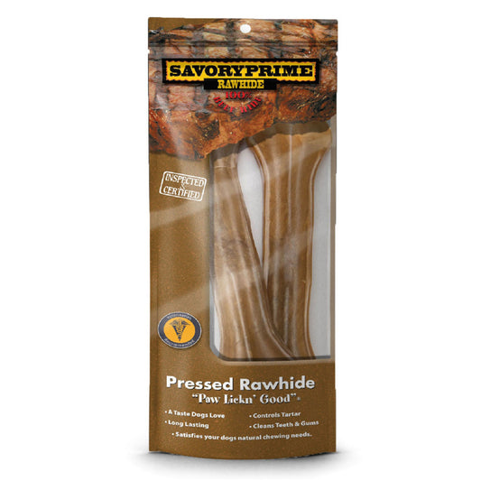 Savory Prime Pressed Rawhide Bones Bagged Natural