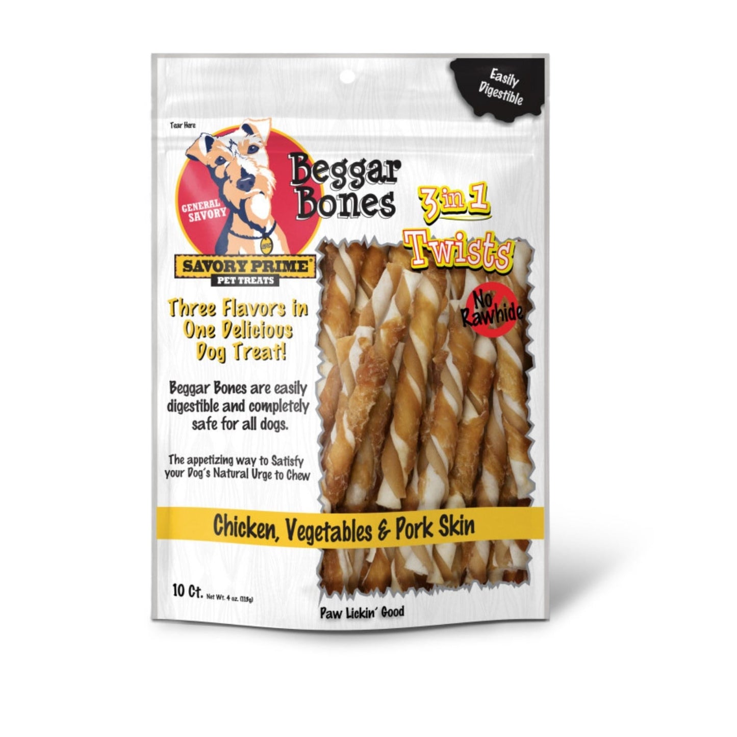 Savory Prime Beggar Bone 3in1 Twists Dog Treat