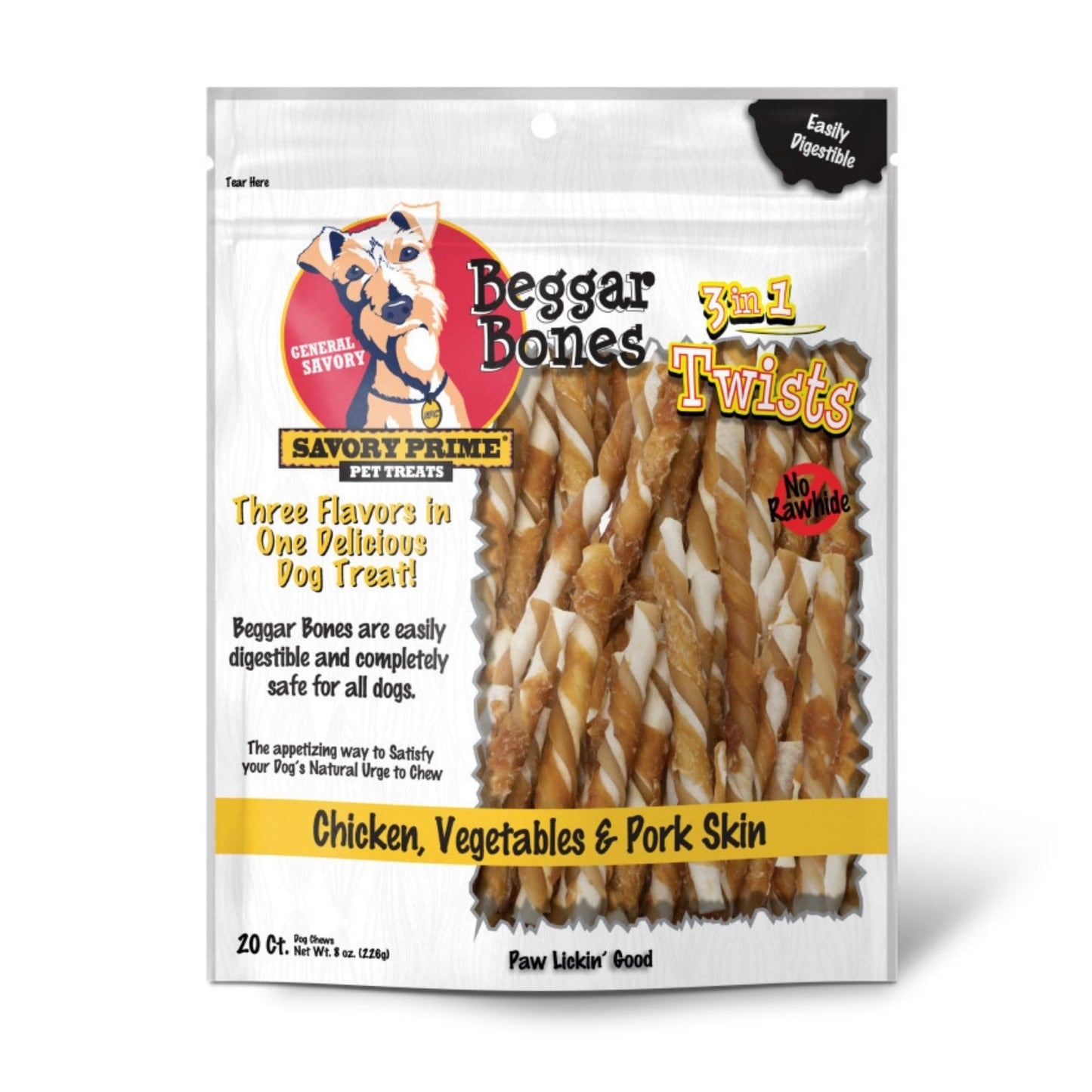 Savory Prime Beggar Bone 3in1 Twists Dog Treat
