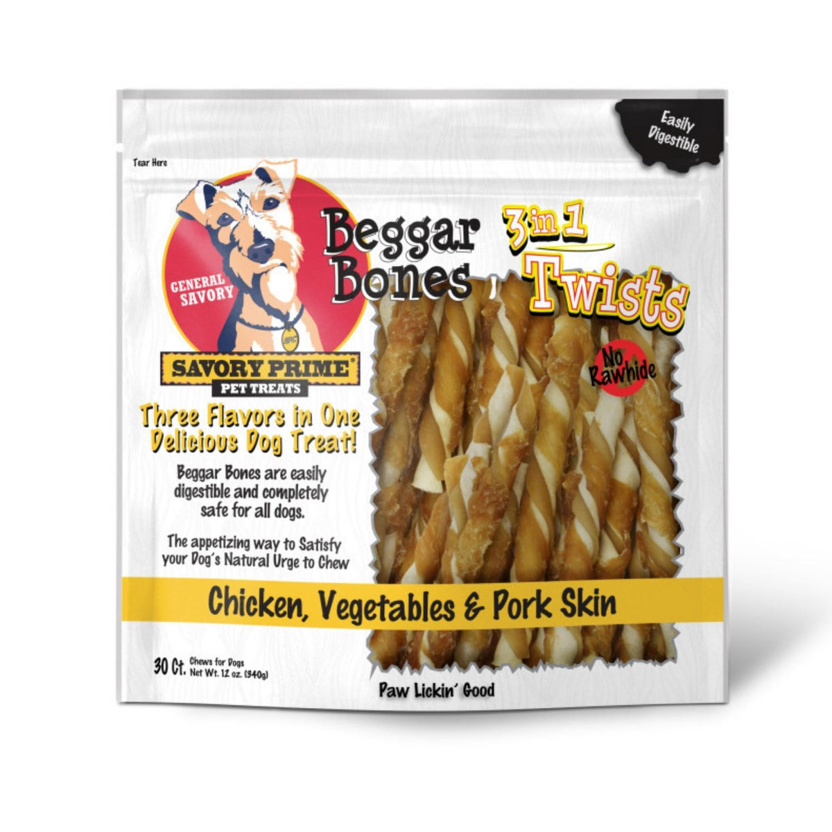 Savory Prime Beggar Bone 3in1 Twists Dog Treat