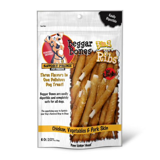 Savory Prime Beggar Bone 3in1 Ribs Dog Treat