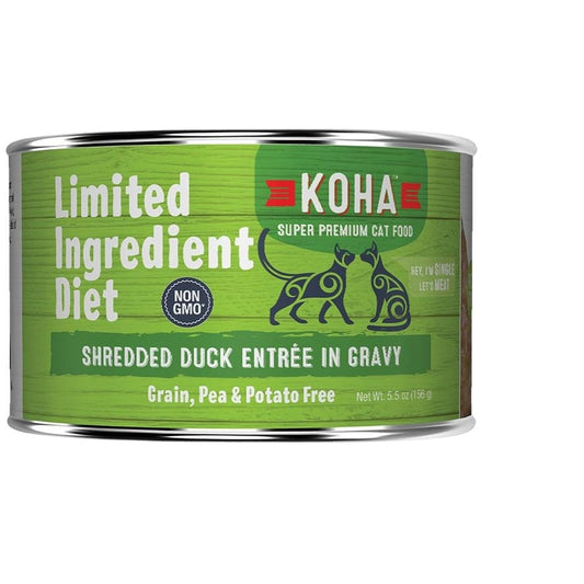 Koha Cat Limited Ingredient Grain Free Shredded Duck 5.5oz.(Case of 24)