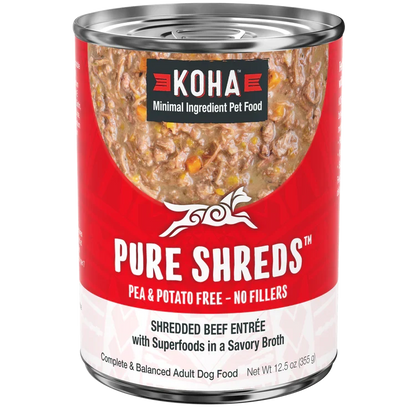 Koha Dog Grain Free Shredded Beef 12.5oz. (Case of 12)