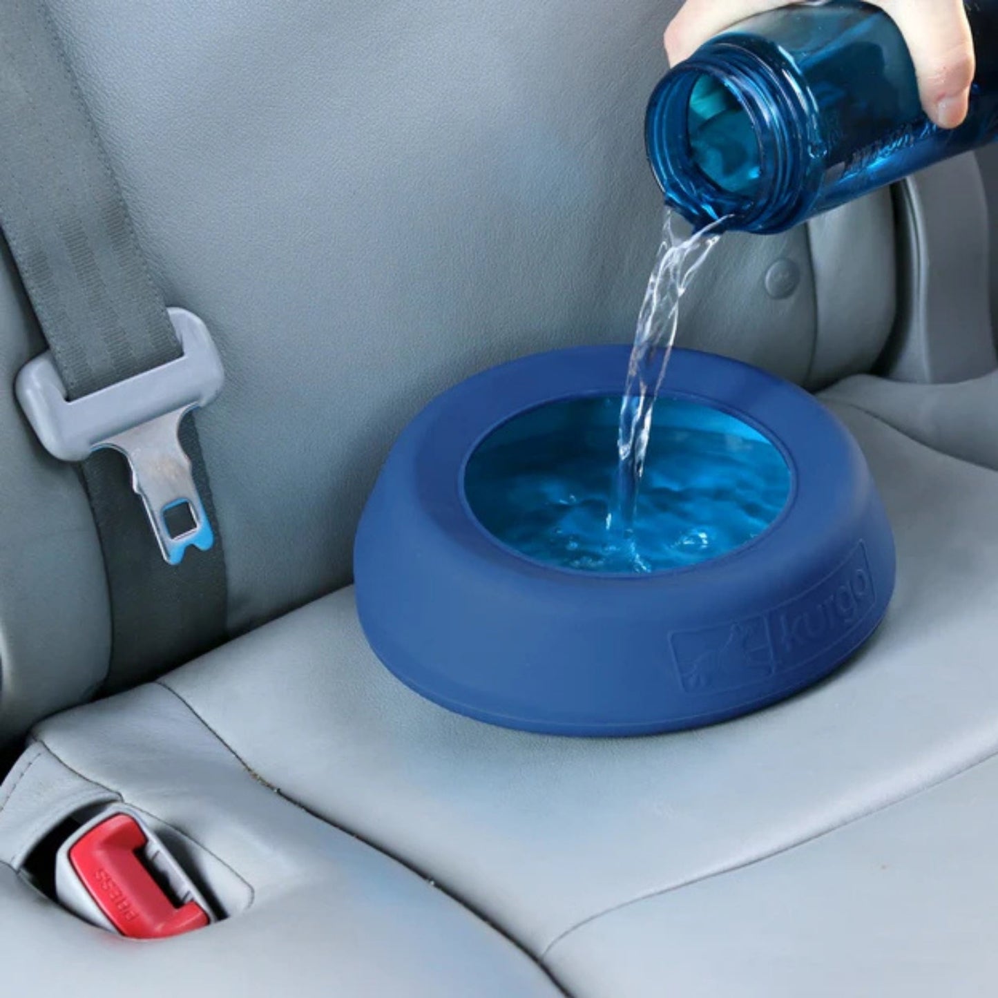 Kurgo Dog Wander Splash Free Water Bowl Blue