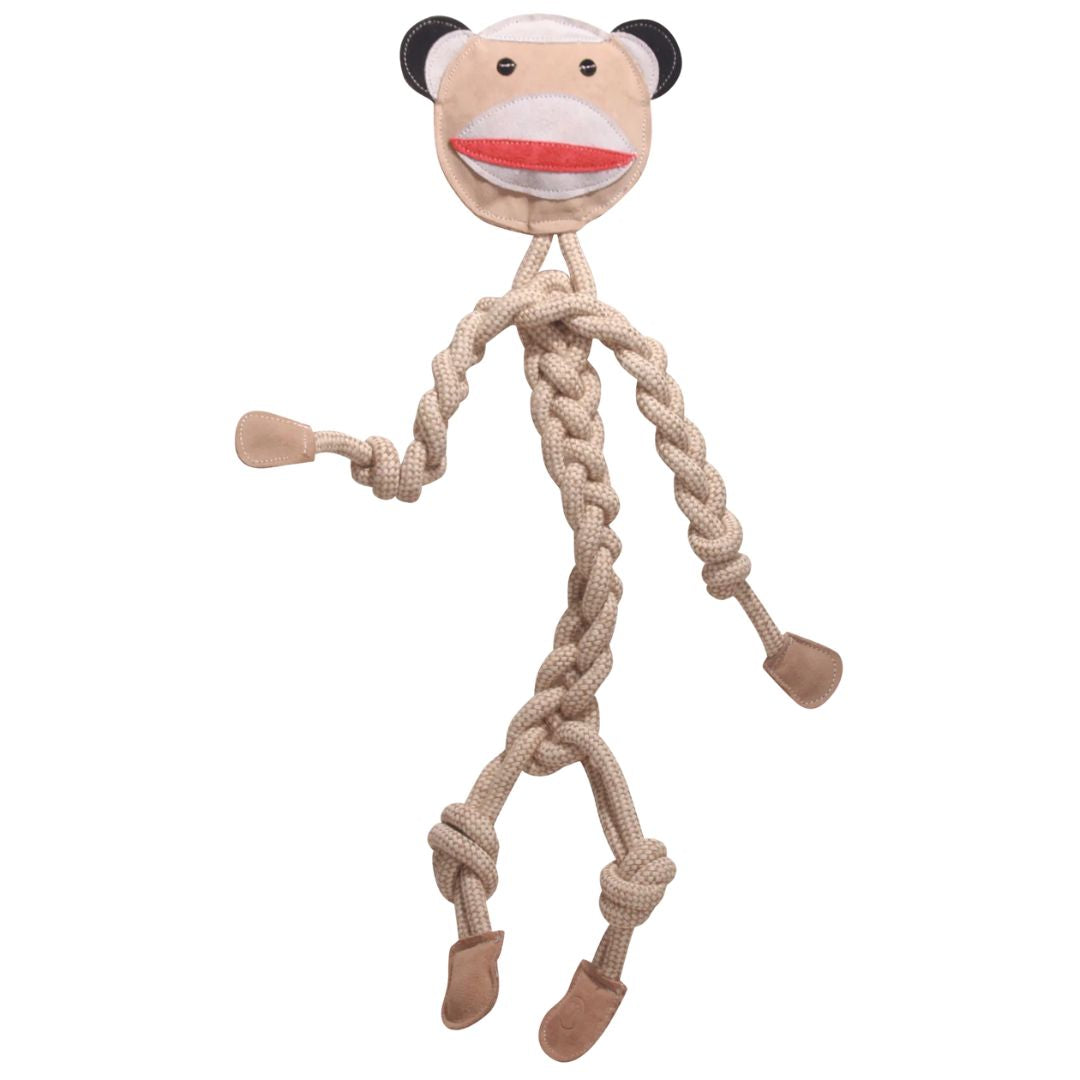 Hugglehounds Dog Rope Knottie Stuey Sock Monkey Large - 17 Inches
