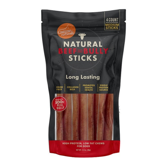 Canine Natural Beef & Bully Sticks Dog  2.3oz. 5" 4Ct