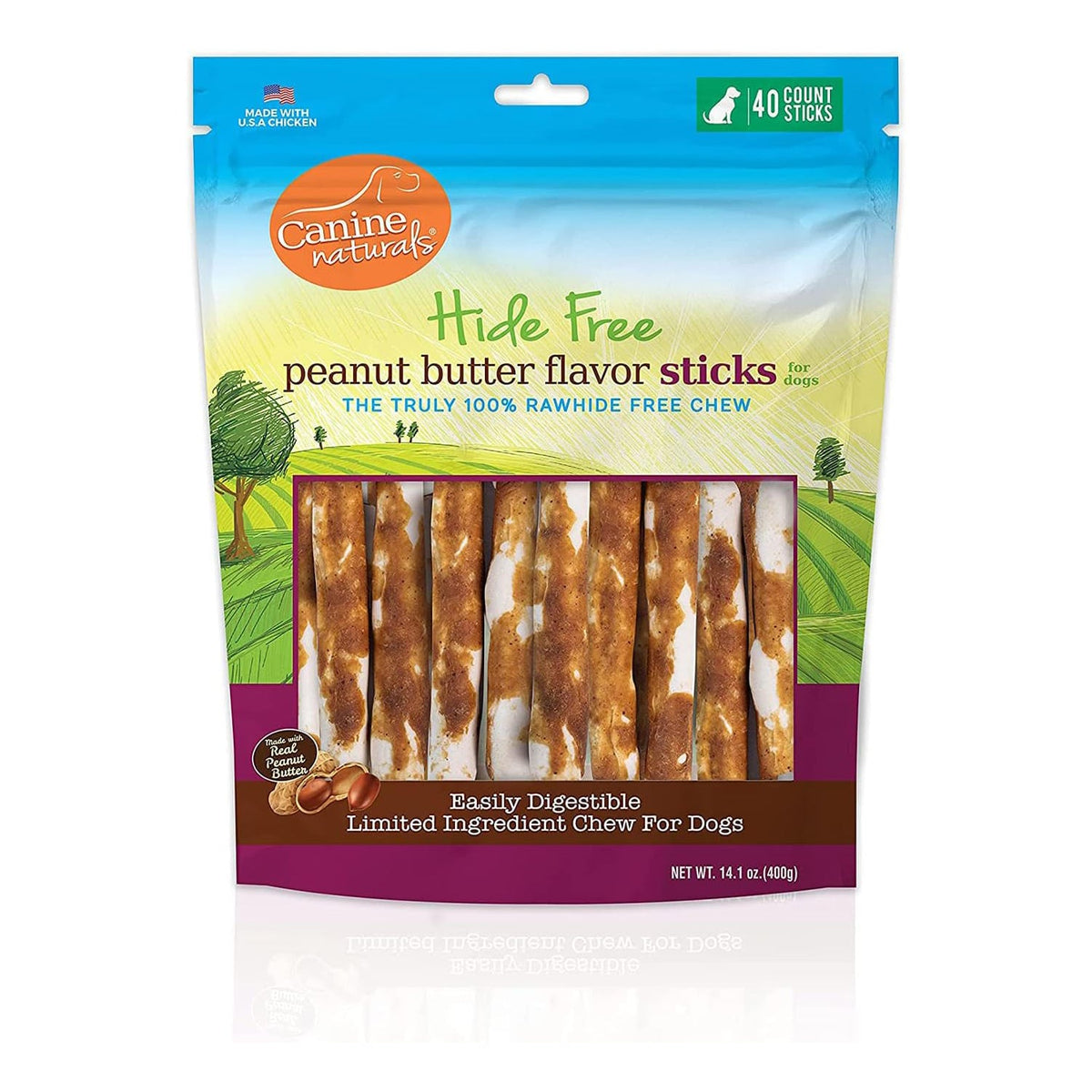 Canine Natural Hide Free 5Inch Peanut Butter Stick 40Pk Default Title