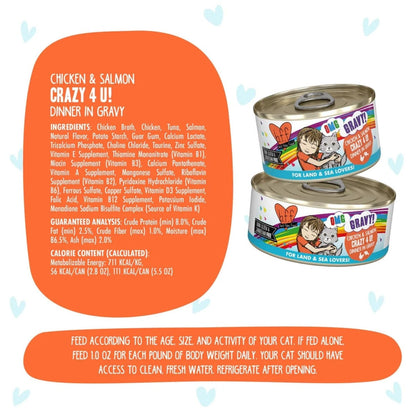 BFF Cat Omg Gravy Crazy 4 U Chicken & Salmon 5.5oz. - (Case of 8)