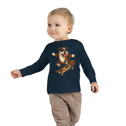 Skateboarding Dog Toddler Long Sleeve Tee