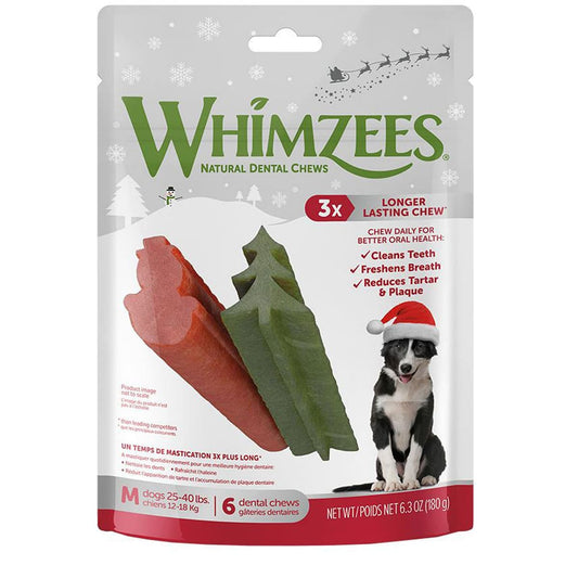 Whimzees Dog Holiday Medium 6.3 oz. 6Ct.