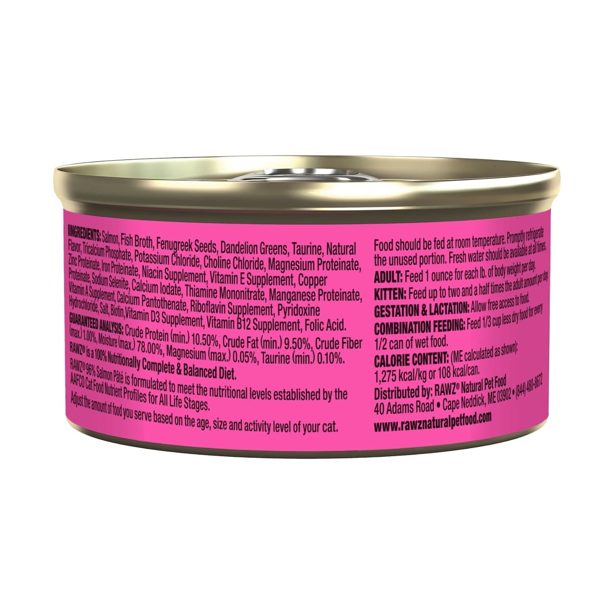 Rawz Cat 96% Salmon Pate 3oz. (Case of 18)