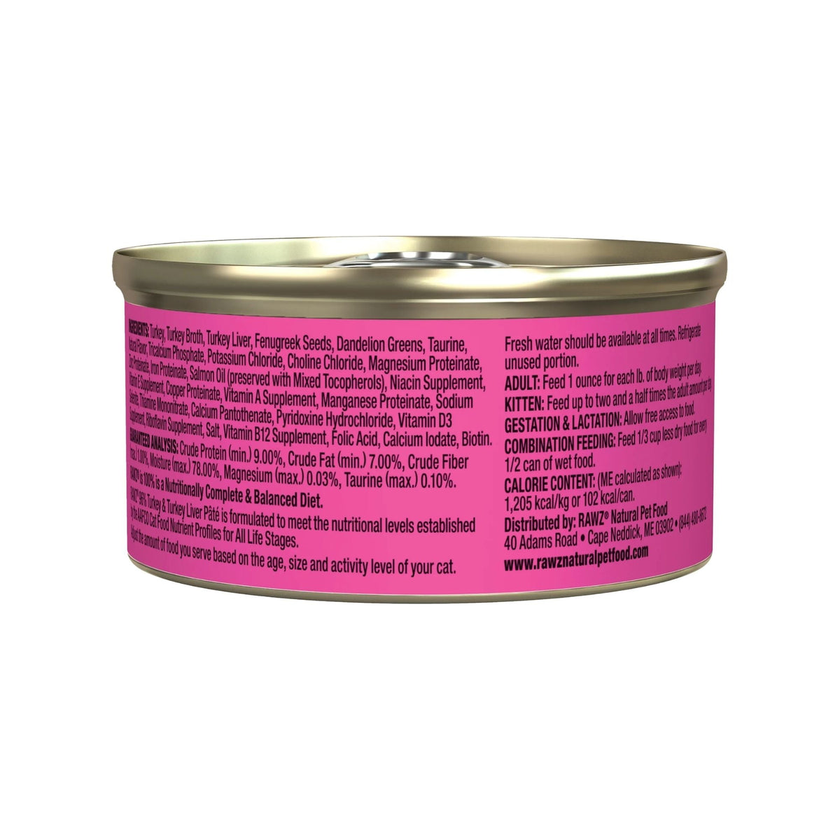 Rawz Cat 96% Turkey Turkey Liver Pate 3oz. (Case of 18)