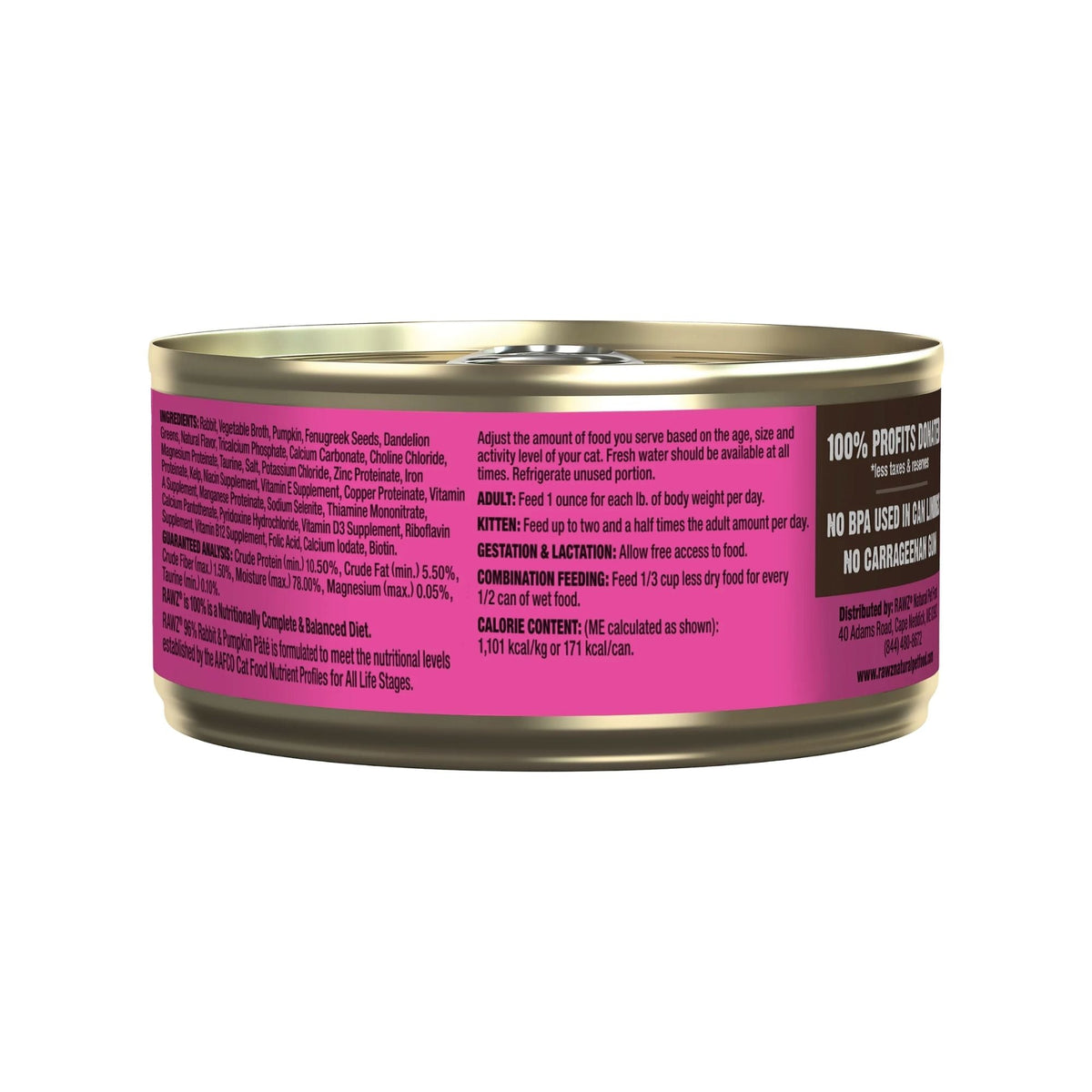 Rawz Cat 96% Rabbit Pumpkin Pate 5.5oz. (Case of 24)