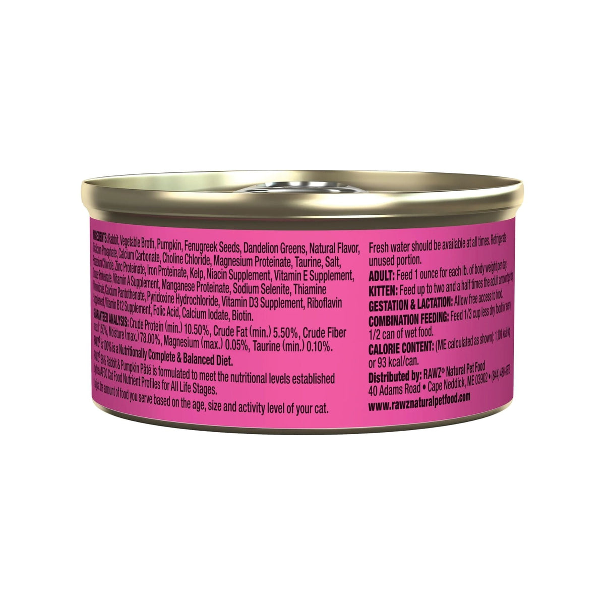 Rawz Cat 96% Rabbit Pumpkin Pate 3oz. (Case of 18)