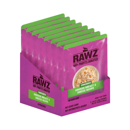 Rawz Shredded Cat Pouch Chicken Breast Cheese 2.4oz. (Case of 8)