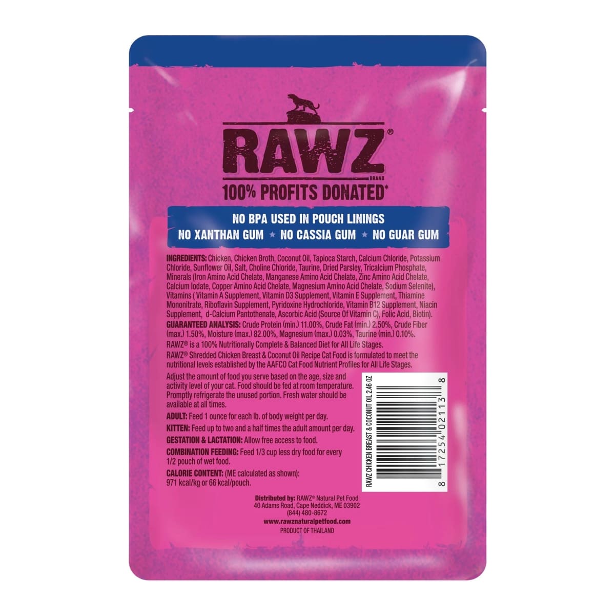 Rawz Shredded Cat Pouch Chicken Breast Coconut Oil 2.4oz. (Case of 8)