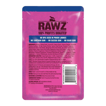 Rawz Shredded Cat Pouch Chicken Breast Coconut Oil 2.4oz. (Case of 8)