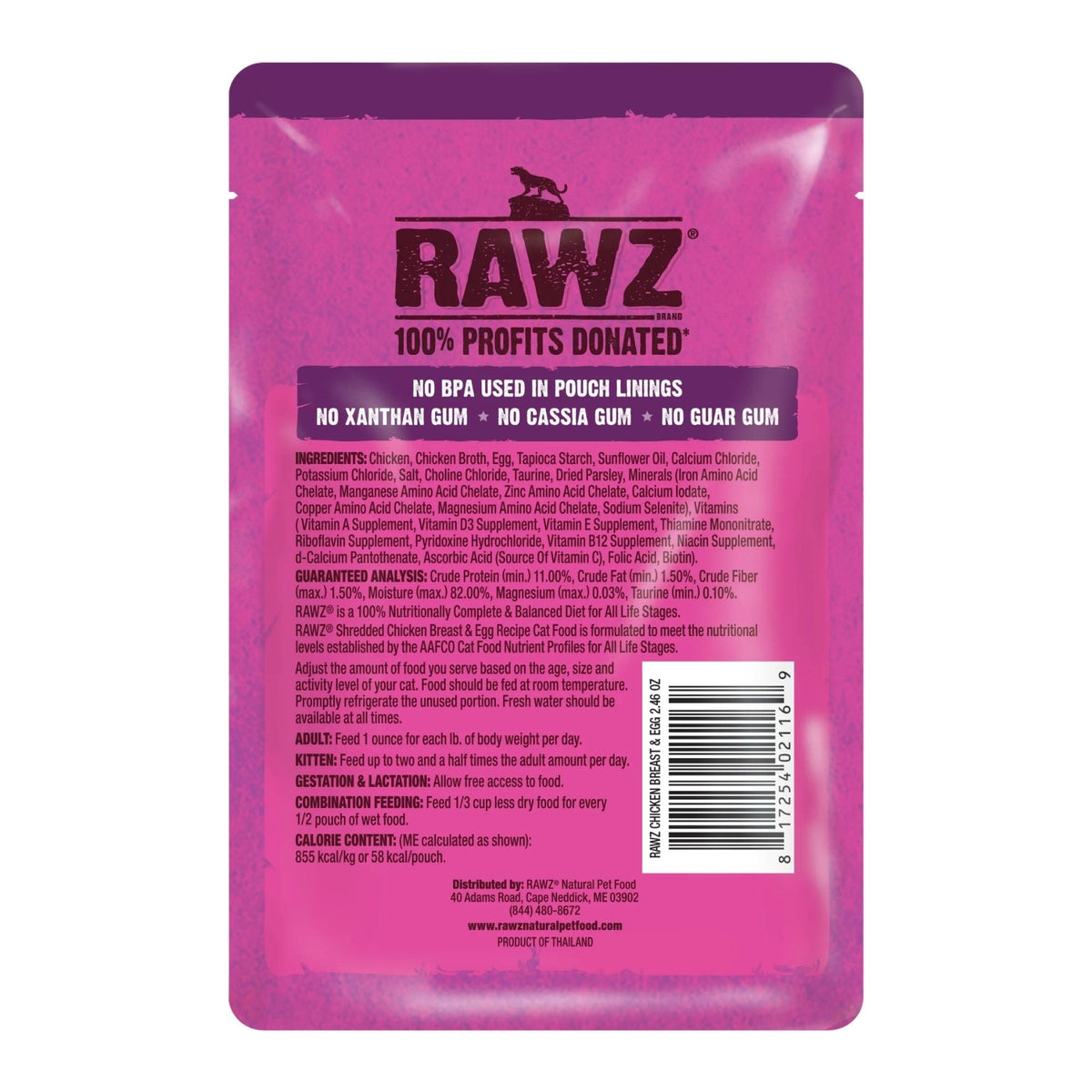 Rawz Shredded Cat Pouch Chicken Breast Egg 2.4oz. (Case of 8)