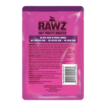 Rawz Shredded Cat Pouch Chicken Breast Egg 2.4oz. (Case of 8)