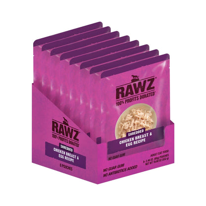 Rawz Shredded Cat Pouch Chicken Breast Egg 2.4oz. (Case of 8)