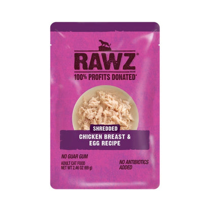 Rawz Shredded Cat Pouch Chicken Breast Egg 2.4oz. (Case of 8)