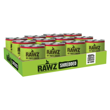 Rawz Shredded Dog Chicken Breast Duck New Zealand Green Mussels 10oz. (Case of 12)
