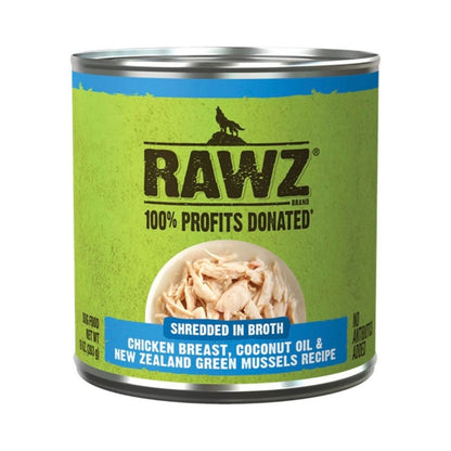 Rawz Shredded Dog Chicken Breast Coconut New Zealand Green Mussels 10oz. (Case of 12)