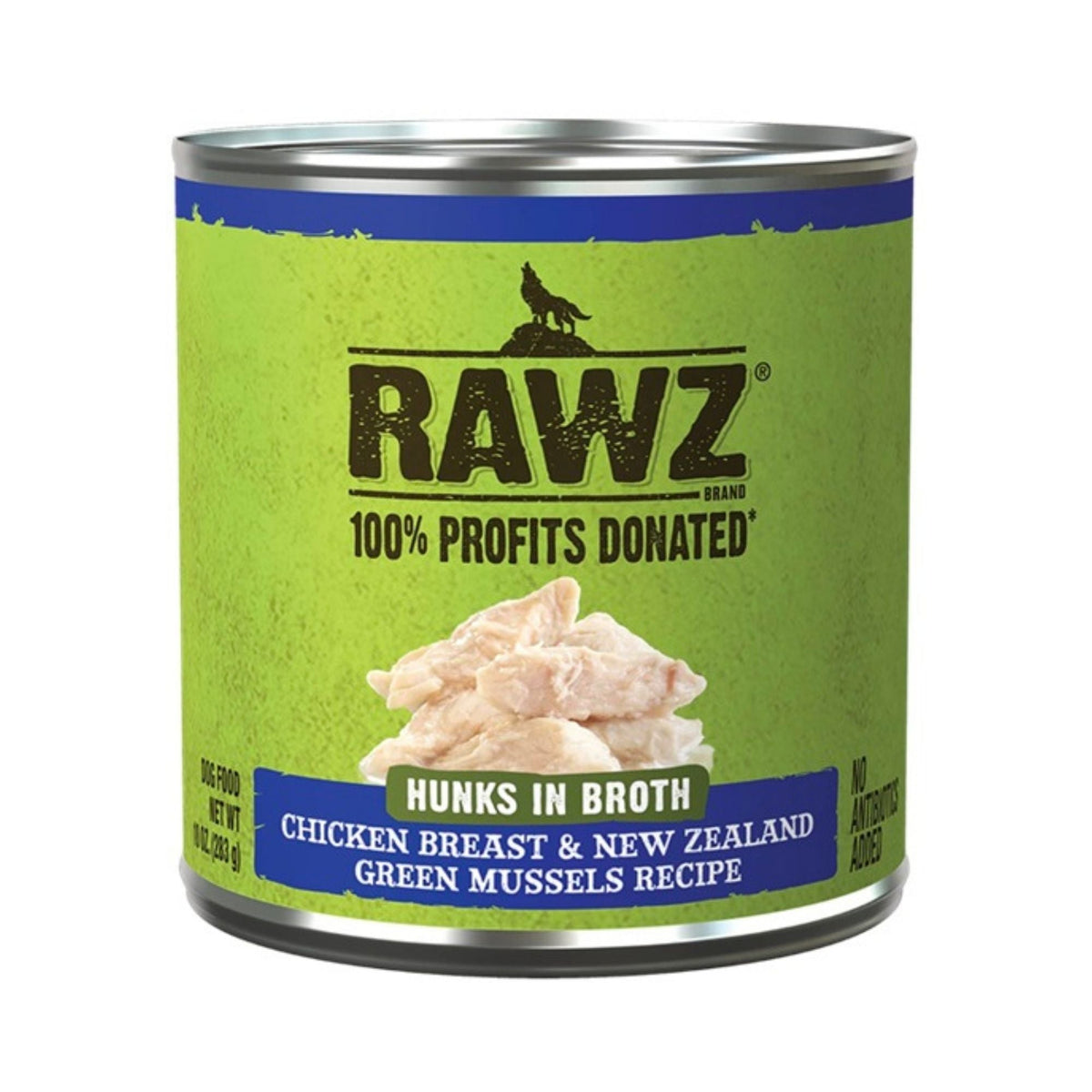 Rawz Hunks Dog Chicken Breast New Zealand Green Mussels 10oz. (Case of 12)