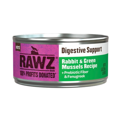 Rawz Digestive Cat Rabbit Green Mussels Pate 5.5oz. (Case of 24)