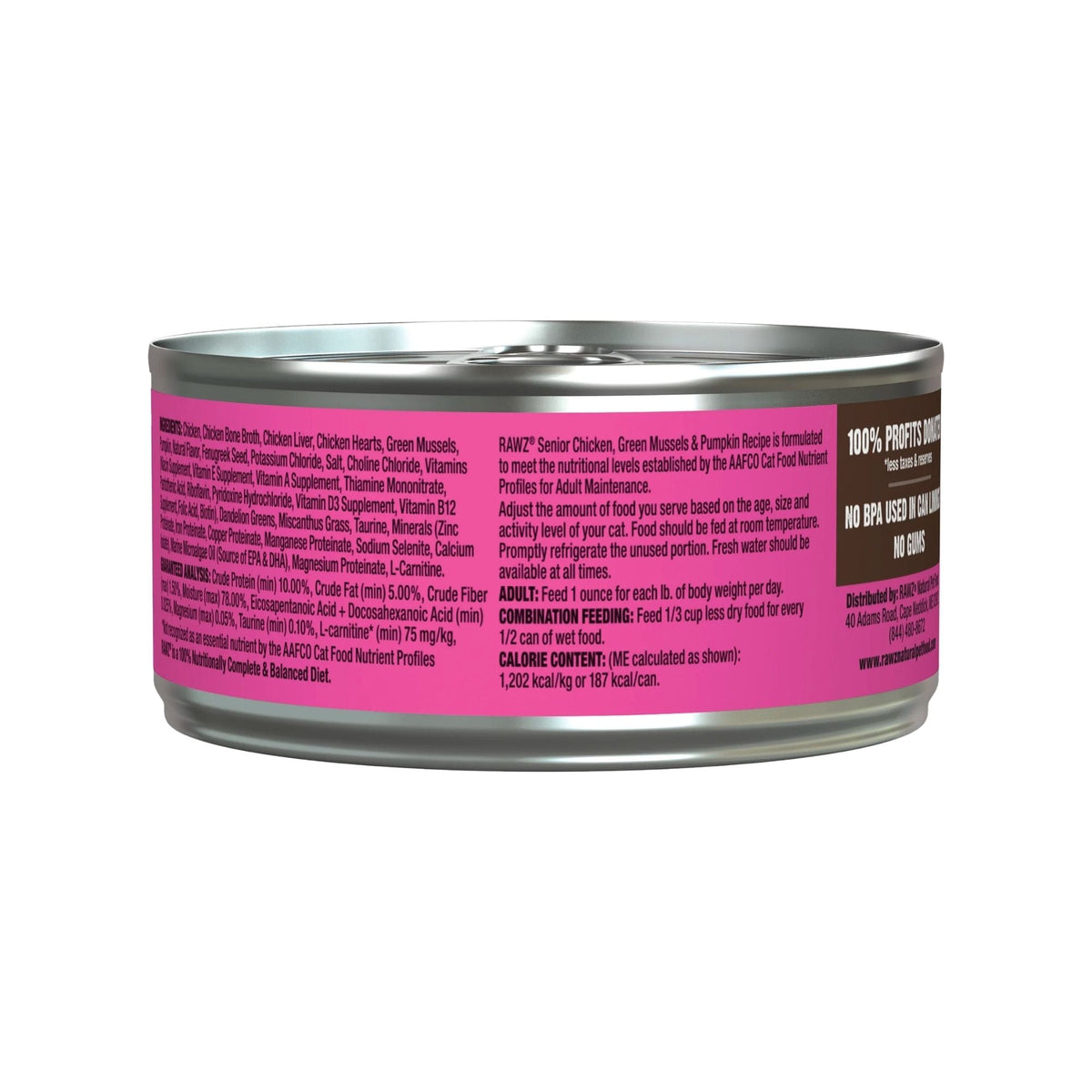 Rawz Senior Cat Chicken Green Mussels Pumpkin Pate 5.5oz. (Case of 24)