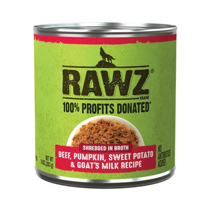 Rawz Shredded Dog Beef Pumpkin Sweet Potato Goat Milk 10oz. (Case of 12)