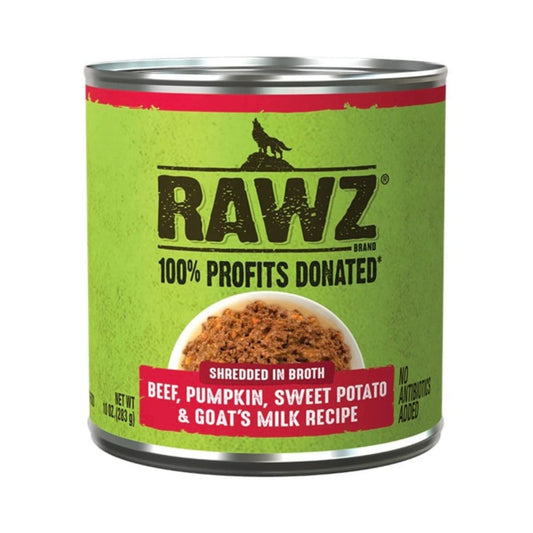 Rawz Shredded Dog Beef Pumpkin Sweet Potato Goat Milk 10oz. (Case of 12)